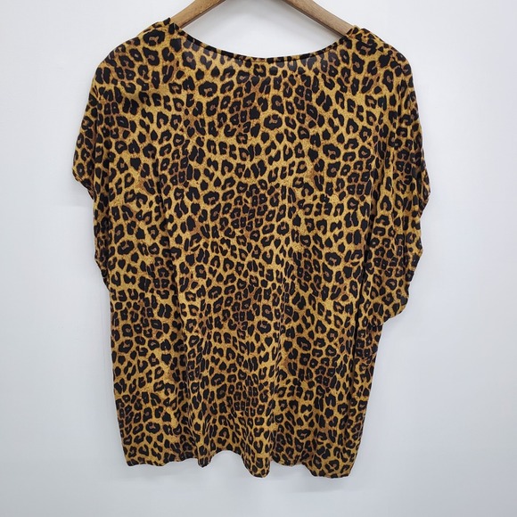 Torrid Womens 2X Brown Leopard Print Button Front Tie Hem Casual Blouse - Picture 2 of 12